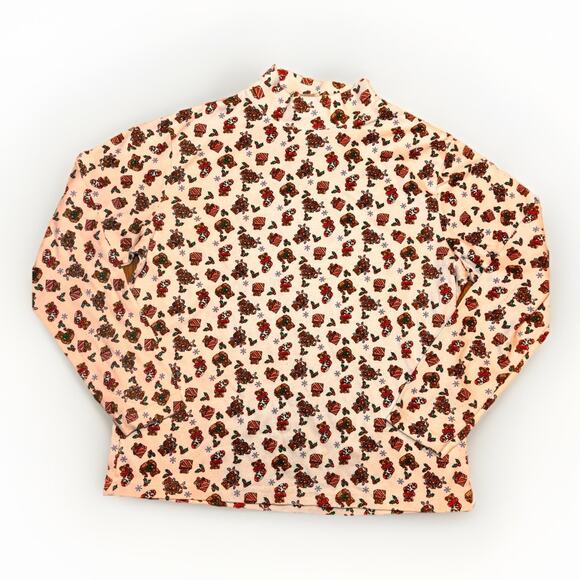 Holly Time Vintage Christmas Turtleneck Teddy Bear Print Sweater Large - Picture 1 of 6